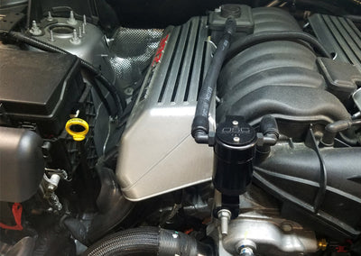 J&amp;L 11-24 Dodge Charger SRT 6.4L Hemi Passenger Side Oil Separator 3.0 - Black Anodized-Oil Separators-Deviate Dezigns (DV8DZ9)