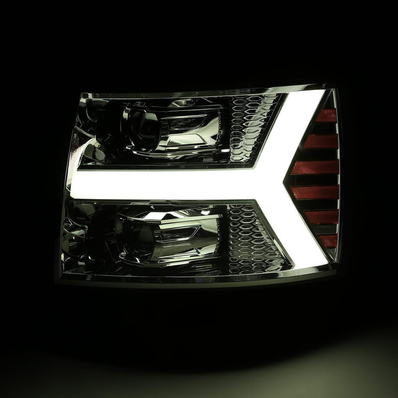 ALPHAREX - LUXX | Chrome | 2007-2013 Chevrolet Silverado 1500/2007-2014 2500HD/3500HD-Headlights-Deviate Dezigns (DV8DZ9)