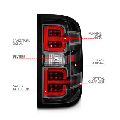 ANZO 15-19 Chevy Silverado 2500HD/3500HD (Halgn Only) LED Tail Lights w/Black Light Bar & Clear Lens-Tail Lights-Deviate Dezigns (DV8DZ9)