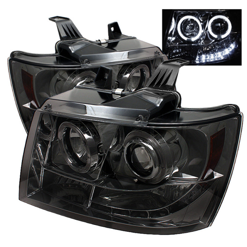 Spyder Chevy Suburban 1500 07-14 Projector Headlights LED Halo LED Smke PRO-YD-CSUB07-HL-SM-Headlights-Deviate Dezigns (DV8DZ9)