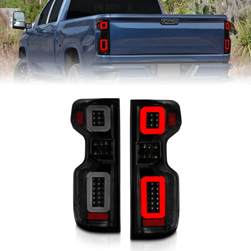 Anzo 19-21 Chevy Silverado Work TruckFull LED Tailights Black Housing Smoke Lens G2 (w/C Light Bars)-Tail Lights-Deviate Dezigns (DV8DZ9)