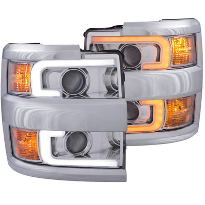 ANZO Projector Headlights 15-17 Chevrolet Silverado 2500HD / 3500HD Chrome w/ Chrome Rim-Headlights-Deviate Dezigns (DV8DZ9)