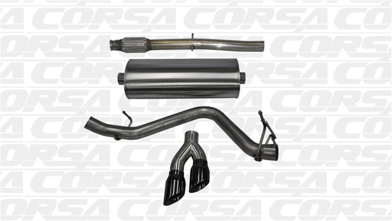 Corsa 14 GMC Sierra/Chevy Silv 1500 Crew Cab/Short Bed 5.3L V8 Black Sport Single Side CB Exhaust-Catback-Deviate Dezigns (DV8DZ9)