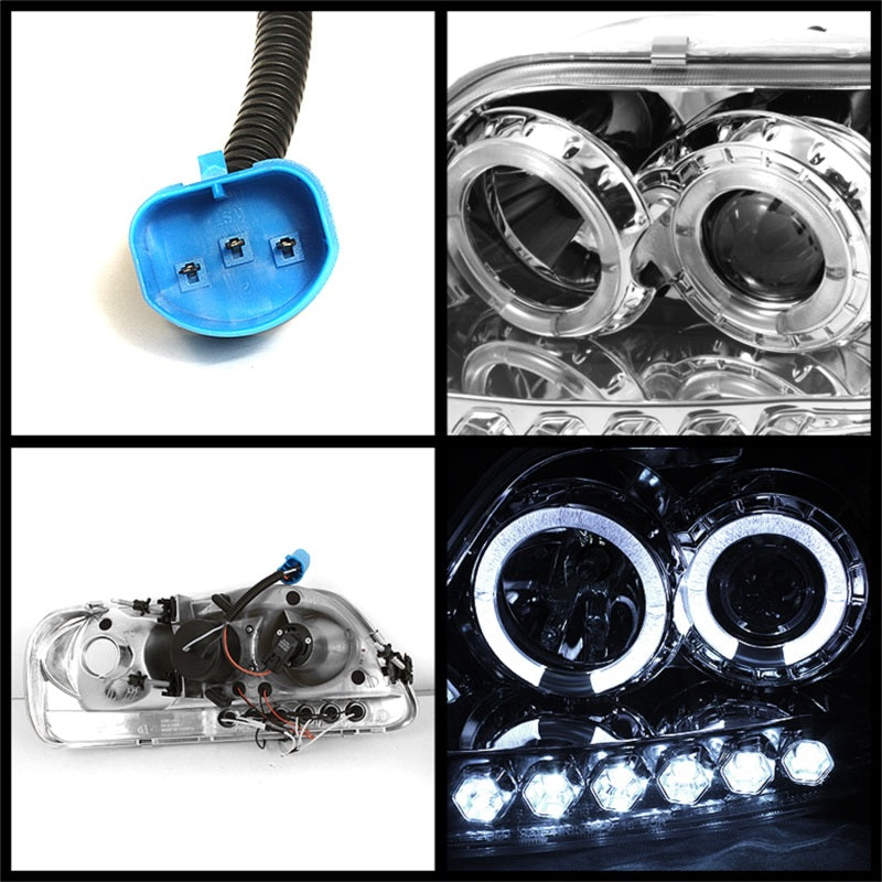 Spyder Ford F150 97-0 Projector - LED Halo Amber Reflctr LED Chome PRO-YD-FF15097-1P-AM-C-Headlights-Deviate Dezigns (DV8DZ9)