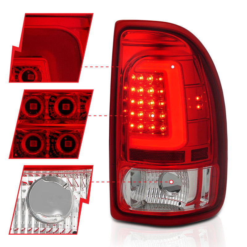 ANZO 1997-2004 Dodge Dakota LED Taillights Chrome Housing Red Lens Pair-Tail Lights-Deviate Dezigns (DV8DZ9)