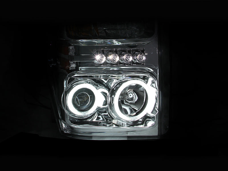 ANZO 2008-2010 Ford F-250 Projector Headlights w/ Halo Chrome (CCFL)-Headlights-Deviate Dezigns (DV8DZ9)