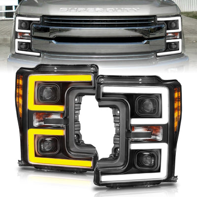 ANZO LED Headlights 17-18 Ford F-250 Super Duty Plank-Style L.E.D. Headlight Black (Pair)-Headlights-Deviate Dezigns (DV8DZ9)