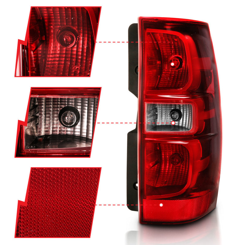 ANZO 2007-2014 Chevy Tahoe Taillight Red/Clear Lens (OE Replacement)-Tail Lights-Deviate Dezigns (DV8DZ9)