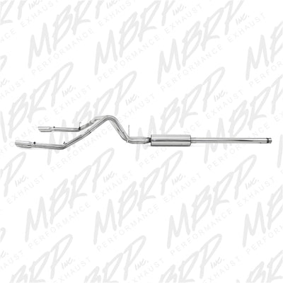 MBRP 14 Chevy/GMC 1500 Silverado/Sierra 4.3L V6/5.3L V8 Dual Split Rear T409 3in Cat Back Exhaust-Catback-Deviate Dezigns (DV8DZ9)