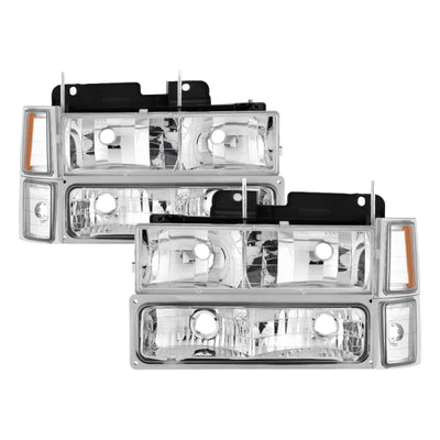 Xtune Chevy Suburban 94-98 Headlights w/ Corner & Parking Lights 8pcs Chrome HD-JH-CCK88-AM-C-SET-Headlights-Deviate Dezigns (DV8DZ9)