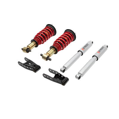 Belltech Coilover Kit 07-18 GM Sierra 1500 All Cabs/Short Bed F -1in to -3in / R 2in to -2in 2/4WD-Coilovers-Deviate Dezigns (DV8DZ9)