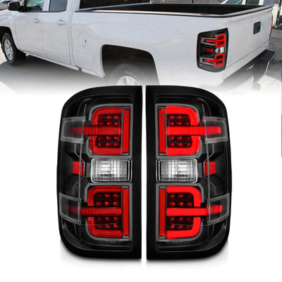 ANZO 15-19 Chevy Silverado 2500HD/3500HD (Halgn Only) LED Tail Lights w/Black Light Bar & Clear Lens-Tail Lights-Deviate Dezigns (DV8DZ9)