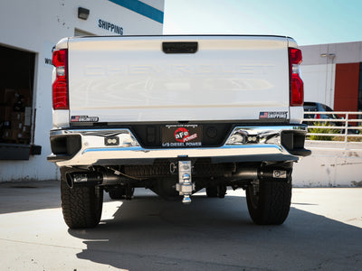 aFe Large Bore-HD 4in 409SS DPF-Back Exhaust System w/Black Tip 20 GM Diesel Trucks V8-6.6L (td) L5P-DPF Back-Deviate Dezigns (DV8DZ9)