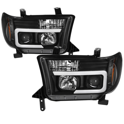 Spyder 08-13 Toyota Sequoia Projector Headlights - Light Bar DRL - Black PRO-YD-TTU07V2-LB-BK-Headlights-Deviate Dezigns (DV8DZ9)