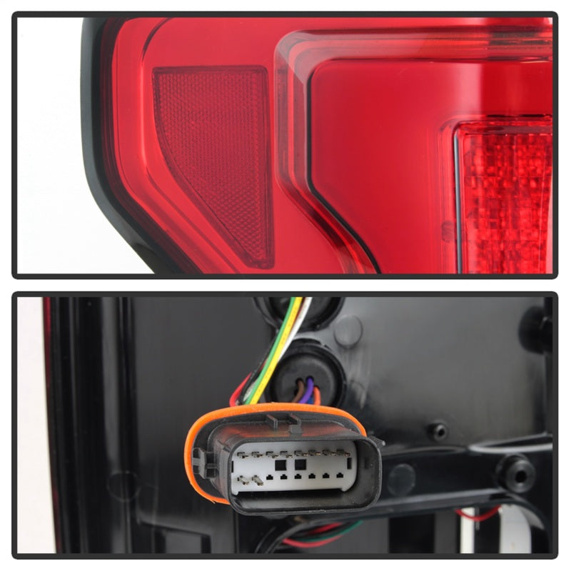 Spyder 15-18 Ford F-150 LED Tail Lights (w/Blind Spot) - Red Clear (ALT-YD-FF15015BS-LBLED-RC)-Tail Lights-Deviate Dezigns (DV8DZ9)