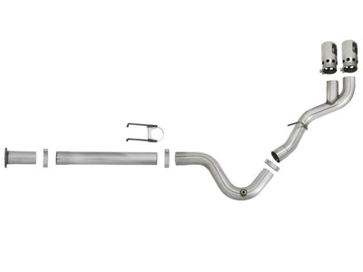 aFe Rebel XD 4in SS Down-Pipe Back Exhaust w/Dual Polished Tips 17-18 Ford Diesel Trucks V8-6.7L(td)-DPF Back-Deviate Dezigns (DV8DZ9)