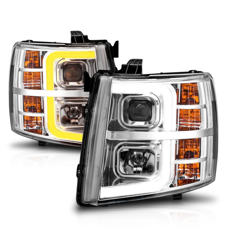 ANZO 2007-2013 Chevrolet Silverado 1500 Projector w/ Light Bar Chrome Housing w/ Sequential-Headlights-Deviate Dezigns (DV8DZ9)