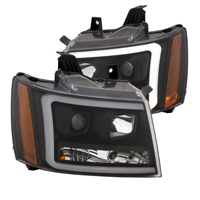 ANZO 07-14 Chevy Tahoe Projector Headlights w/ Plank Style Design Black w/ Amber-Headlights-Deviate Dezigns (DV8DZ9)