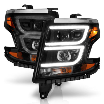 ANZO 2015-2020 Chevy Tahoe Projector Headlights Plank Style Black w/DRL-Headlights-Deviate Dezigns (DV8DZ9)