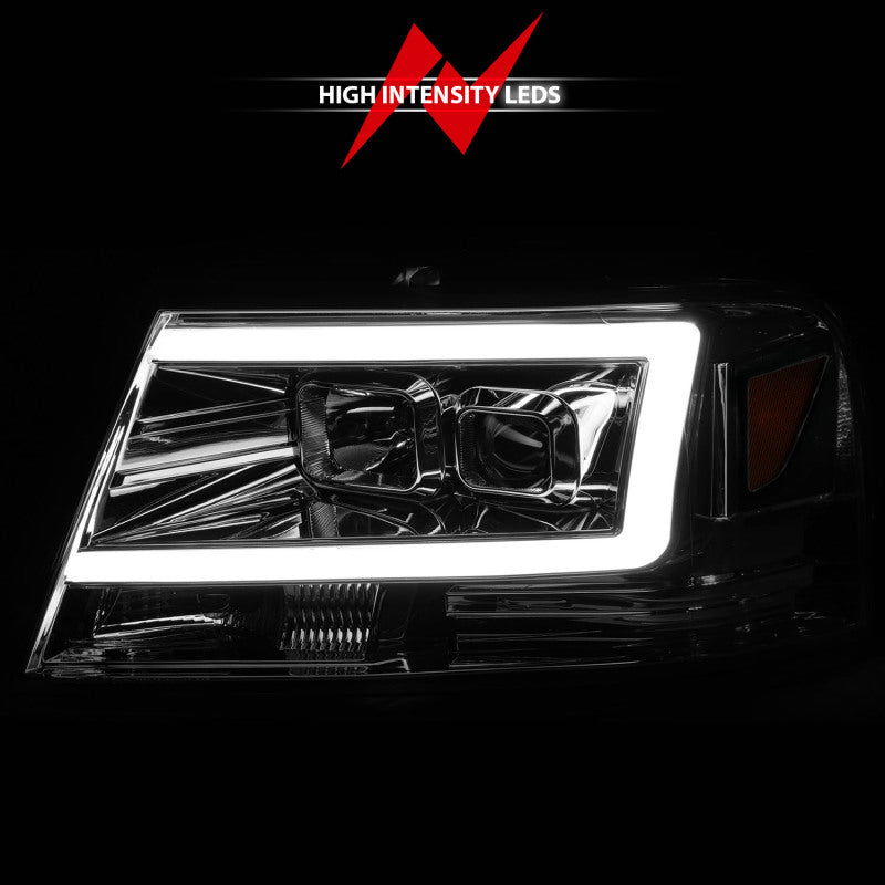 ANZO 2004-2008 Ford F-150 Projector Headlights w/ Light Bar Chrome Housing-Headlights-Deviate Dezigns (DV8DZ9)