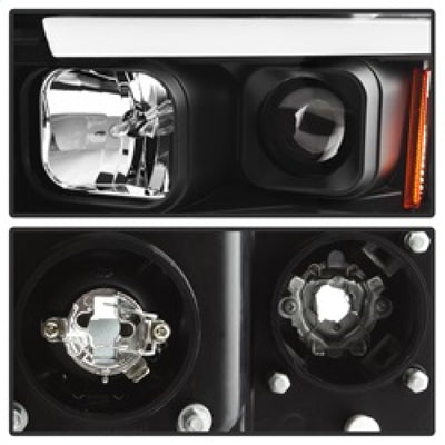 Spyder 02-05 Dodge Ram 1500 Light Bar Projector Headlights - Black (PRO-YD-DR02V2-LB-BK)-Headlights-Deviate Dezigns (DV8DZ9)