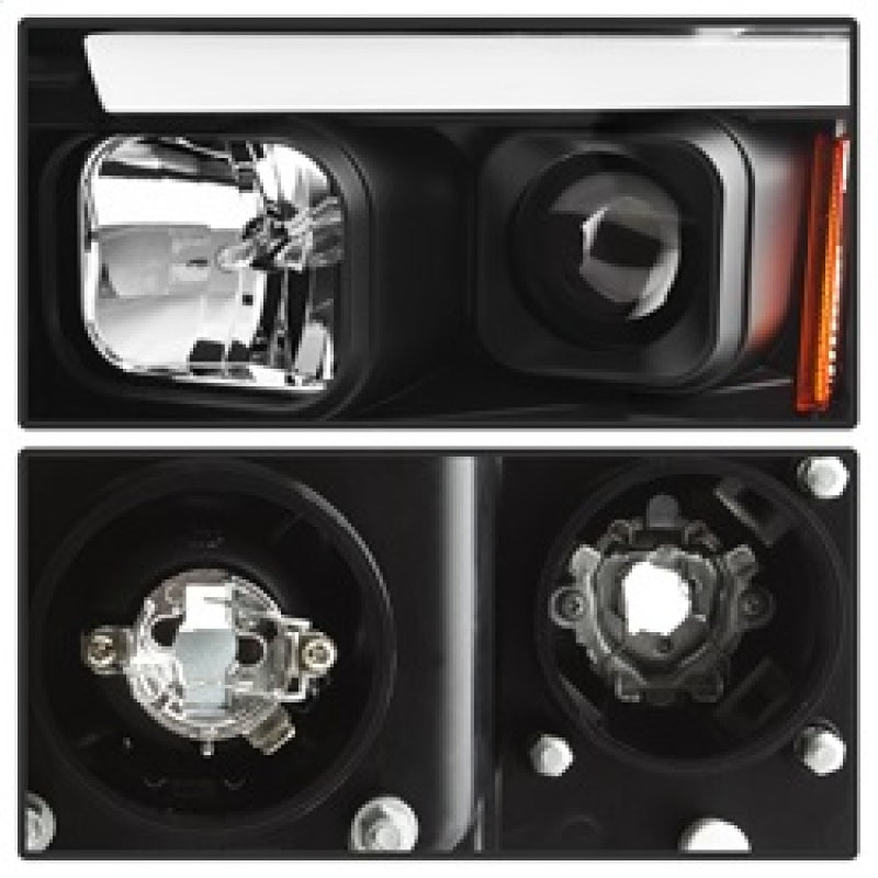 Spyder 02-05 Dodge Ram 1500 Light Bar Projector Headlights - Black (PRO-YD-DR02V2-LB-BK)-Headlights-Deviate Dezigns (DV8DZ9)