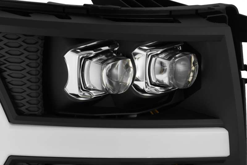 AlphaRex 07-13 Chevy 1500HD NOVA LED Proj Headlights Plank Style Matte Blk w/Activ Light/Seq Signal-Headlights-Deviate Dezigns (DV8DZ9)
