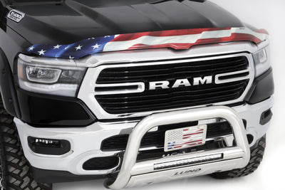 Stampede 2009-2018 Dodge Ram 1500 Excludes Rebel Models Vigilante Premium Hood Protector - Flag-Hood Deflectors-Deviate Dezigns (DV8DZ9)