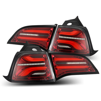 AlphaRex 17-22 Tesla Model 3 PRO-Series LED Tail Lights Red Smoke w/Seq Sig-Tail Lights-Deviate Dezigns (DV8DZ9)