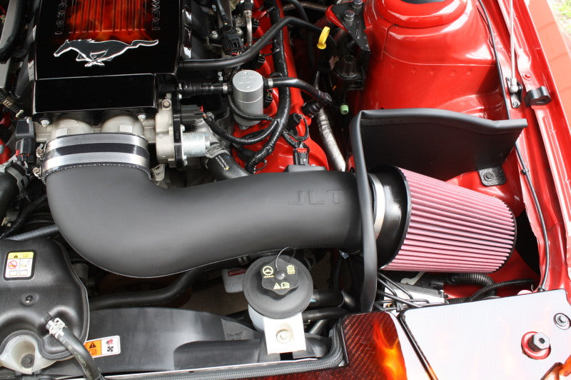 JLT 05-09 Ford Mustang GT Series 3 Black Textured Cold Air Intake Kit w/Red Filter - Tune Req-Cold Air Intakes-Deviate Dezigns (DV8DZ9)