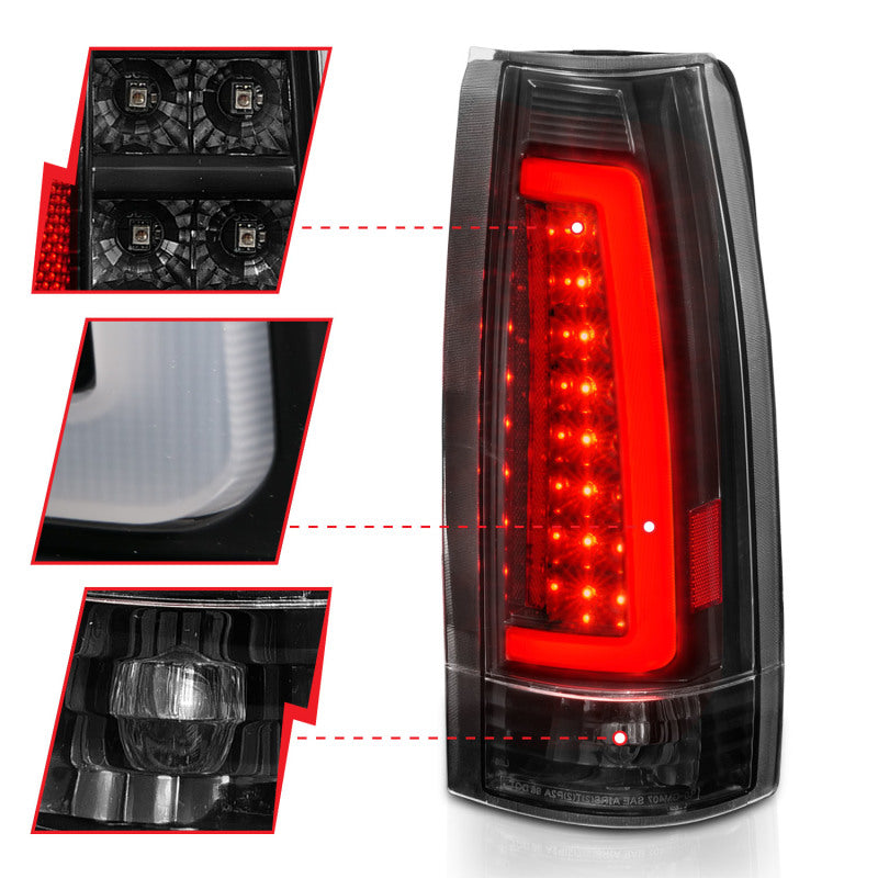 ANZO 1999-2000 Cadillac Escalade LED Taillights Black Housing Clear Lens Pair-Tail Lights-Deviate Dezigns (DV8DZ9)