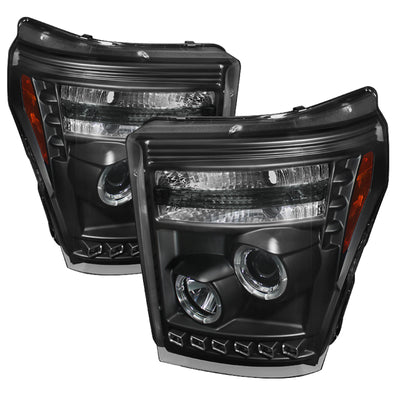 Spyder Ford Super Duty 11-15 Projector Headlights LEDHalo DRL Blk High H1 Low 9006 PRO-YD-FS11-HL-BK-Headlights-Deviate Dezigns (DV8DZ9)