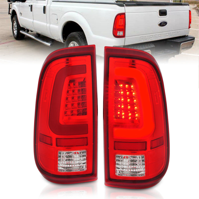 ANZO 2008-2016 Ford F-250 LED Taillights Chrome Housing Red/Clear Lens (Pair)-Tail Lights-Deviate Dezigns (DV8DZ9)