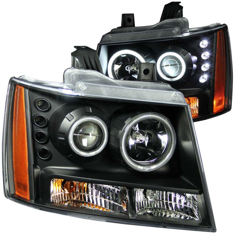 ANZO 2007-2013 Chevrolet Avalanche Projector Headlights w/ Halo Black (CCFL)-Headlights-Deviate Dezigns (DV8DZ9)