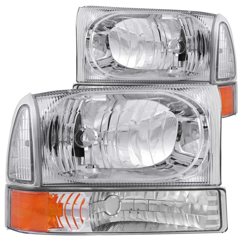 ANZO 2000-2004 Ford Excursion Crystal Headlights Chrome w/ Corner Lights 2pc-Headlights-Deviate Dezigns (DV8DZ9)