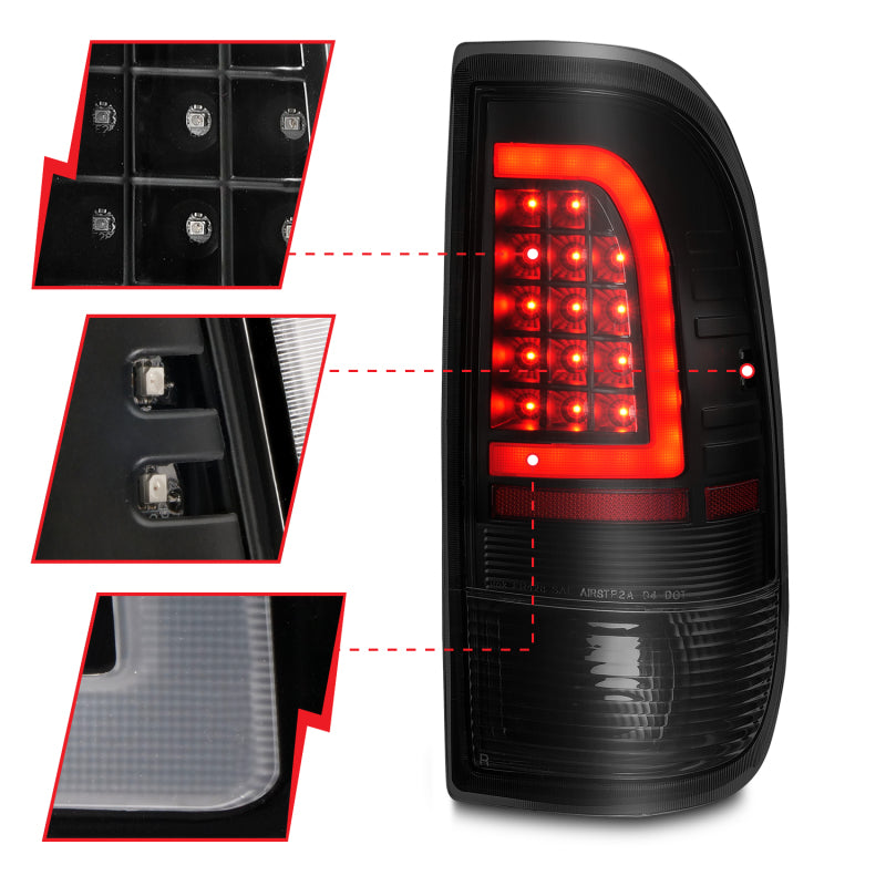 ANZO 1997-2003 Ford F-150 LED Tail Lights w/ Light Bar Black Housing Smoke Lens-Tail Lights-Deviate Dezigns (DV8DZ9)