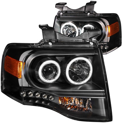 ANZO 2007-2014 Ford Expedition Projector Headlights w/ Halo Black-Headlights-Deviate Dezigns (DV8DZ9)