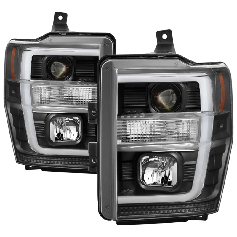 Spyder 08-10 Ford F-250 SD Projector Headlights V2-Switch Back Light Bar-Black PRO-YD-FS08V2-SBLB-BK-Headlights-Deviate Dezigns (DV8DZ9)