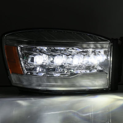 AlphaRex 06-08 Dodge Ram 1500HD NOVA LED Proj Headlights Plank Style Blk w/Seq Signal/DRL/Amber LED-Headlights-Deviate Dezigns (DV8DZ9)