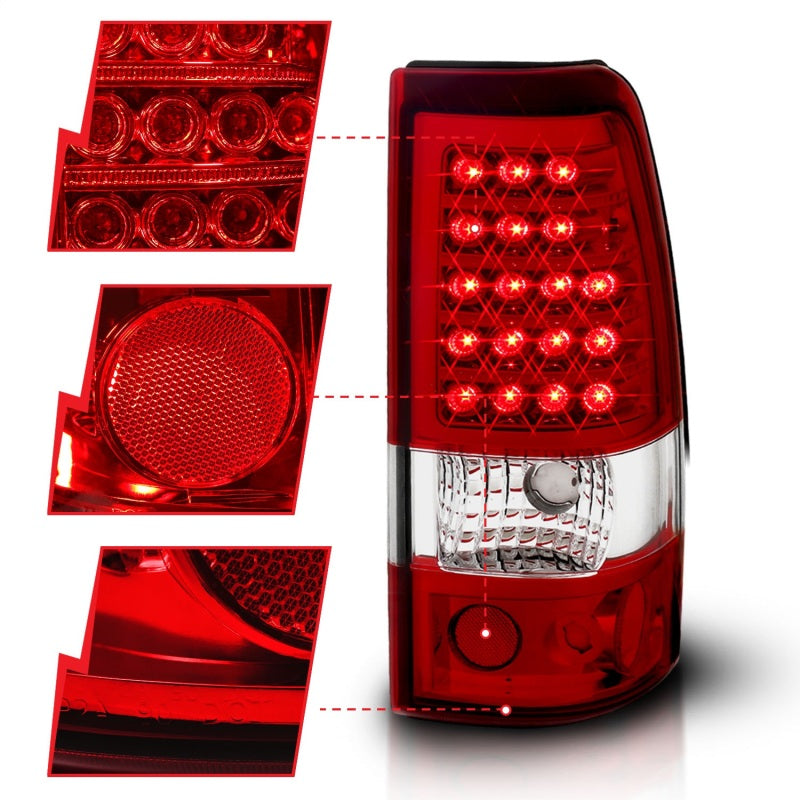 ANZO 2003-2006 Chevrolet Silverado 1500 LED Taillights Red/Clear-Tail Lights-Deviate Dezigns (DV8DZ9)