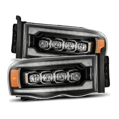 AlphaRex 02-05 Dodge Ram 1500 NOVA LED Proj Headlights Plank Style Blk w/Activ Light/Seq Signal-Headlights-Deviate Dezigns (DV8DZ9)