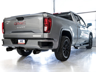 AWE Tuning 4th Gen GM 1500 5.3L 0FG Catback Split Rear Exit (Flat Bumper) - Dual Diamond Tips-Catback-Deviate Dezigns (DV8DZ9)