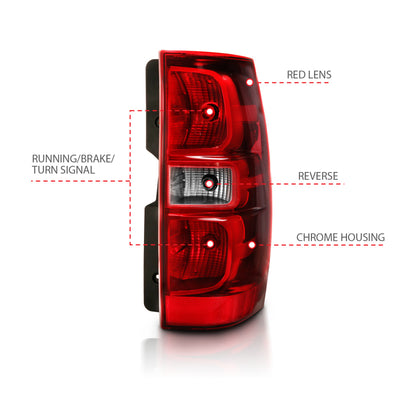 ANZO 2007-2014 Chevy Tahoe Taillight Red/Clear Lens (OE Replacement)-Tail Lights-Deviate Dezigns (DV8DZ9)