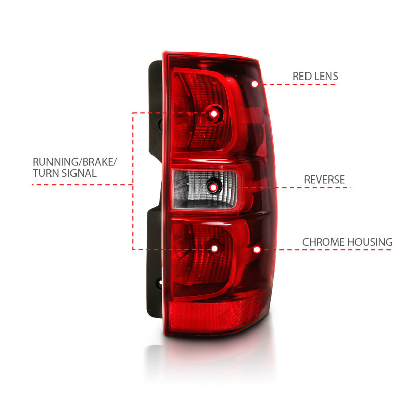 ANZO 2007-2014 Chevy Tahoe Taillight Red/Clear Lens (OE Replacement)-Tail Lights-Deviate Dezigns (DV8DZ9)