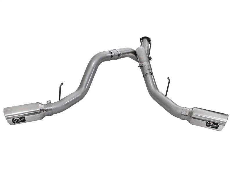 aFe LARGE BORE HD 4in 409-SS DPF-Back Exhaust w/Polished Tip 11-14 Ford Diesel Trucks V8-6.7L (td)-DPF Back-Deviate Dezigns (DV8DZ9)