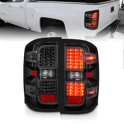 ANZO 15-19 Chevy Silverado 2500HD/3500HD (Factory Halogen Only) LED Tail Lights Black w/Clear Lens-Tail Lights-Deviate Dezigns (DV8DZ9)