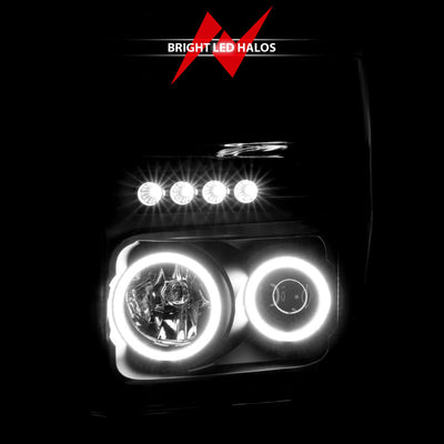 ANZO 2008-2010 Ford F-250 Projector Headlights w/ Halo Black (CCFL)-Headlights-Deviate Dezigns (DV8DZ9)