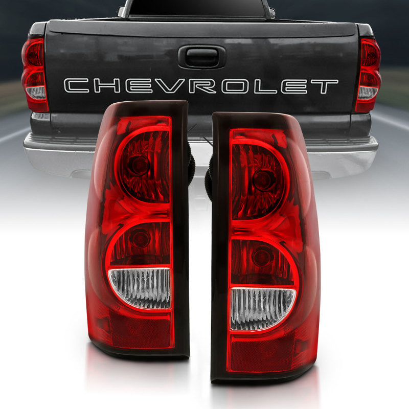 ANZO 2004-2007 Chevy Silverado Taillight Red/Clear Lens w/Black Trim (OE Replacement)-Tail Lights-Deviate Dezigns (DV8DZ9)