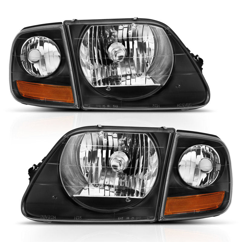 ANZO 1997-2003 Ford F150 Crystal Headlight Black w/ Parking Light-Headlights-Deviate Dezigns (DV8DZ9)