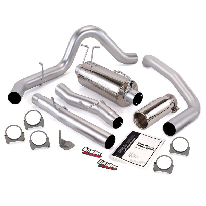 Banks Power 03-07 Ford 6.0L CCSB Monster Exhaust System - SS Single Exhaust w/ Chrome Tip-Catback-Deviate Dezigns (DV8DZ9)